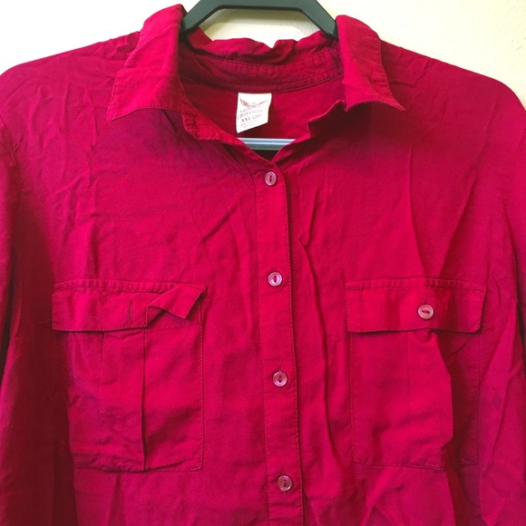 Red button down - Picture 2 of 3